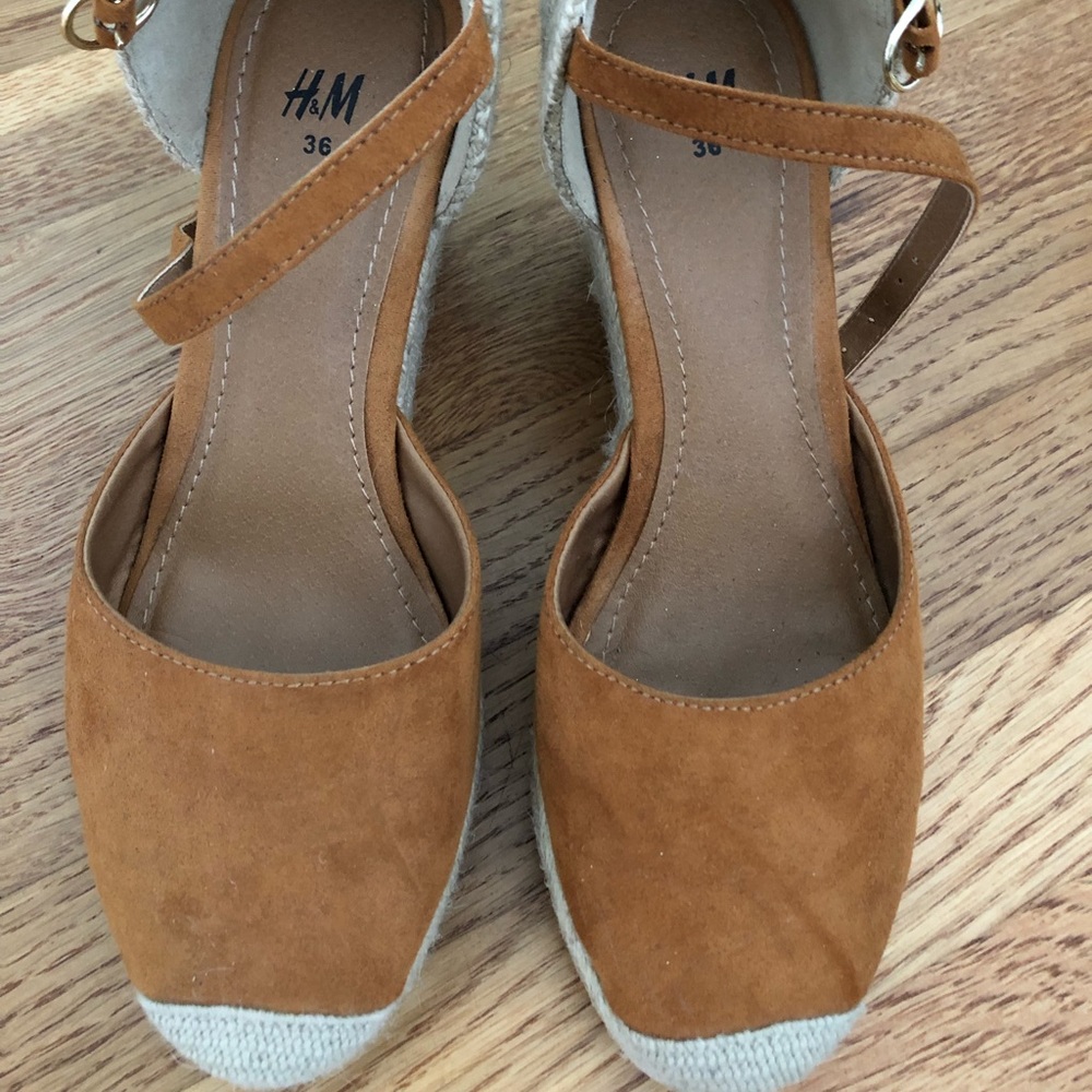 H&M faux suede espadrille sandals size 36